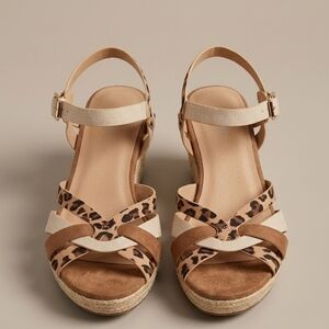 Torrid Leopard and Tan Wedge Sandals